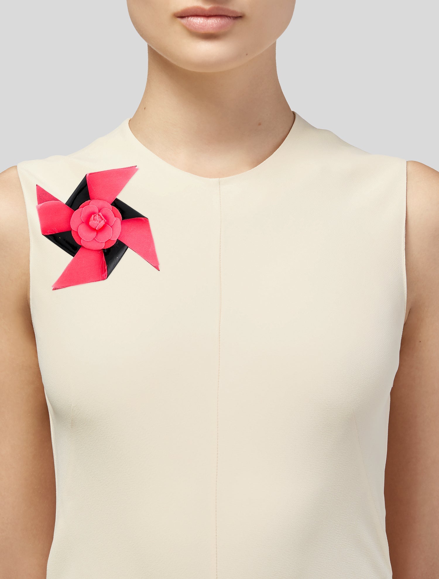 Chanel Vintage Fabric Pinwheel Camellia Brooch